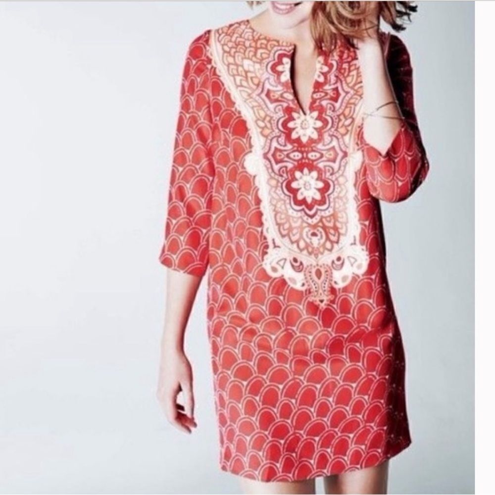Boden Ingrid Red Silk Dress